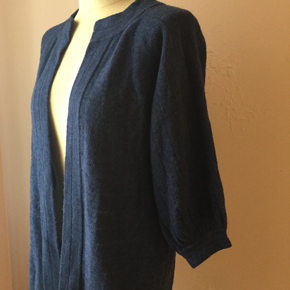 Vera Wang Lavender Slate Blue Ribbed Cardigan S/P - Picture 4 of 8